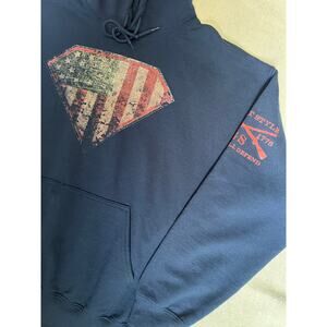 Grunt Style Black Hoodie with Red and White Flag Design